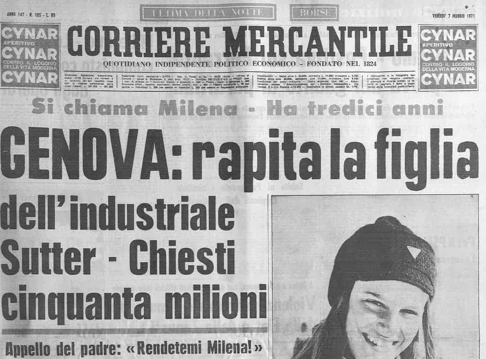 Rapimento-Omicidio - Milena Sutter - Lorenzo Bozano - Biondino Spider Rossa - Biondino.org - 6 maggio 1971 - Genova